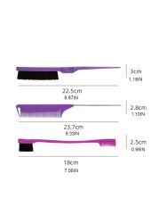 3pcs hair brush set, hairdressing comb including double-sided edge brush and rat tail comb and teasing comb for women barber