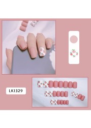 24pcs False Nails With Designs Nail Art Decoration Stickers Long Lasting Reusable Nail Tips Fake Nails Decals For Women DL