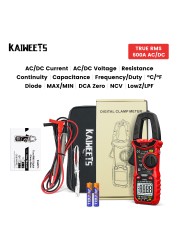 KAIWEETS AC DC Digital Clamp Meter Multimeter Penza Ampremetrica True RMS High Precision Capacitance NCV Ohm Hz Tester