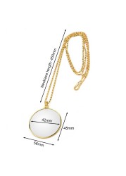 Decorative Monochrome Necklace With 5x Magnifier Glass Pendant Gold Silver Plated Chain Necklace For Women Jewelry Gift