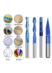 10/40pcs 3.175mm Nano Blue Coated CNC Router Bit End Mill Cutter Mini PCB Carbide Router Bits Kit for Milling Tools