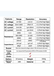 حديثا الرقمية صحيح RMS المهنية المتعدد التيار المتناوب/تيار مستمر فاحص/ مختبر التيار الكهربائي HFE أوم مكثف الجهد متر كاشف أداة DT9205A