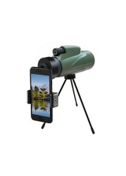 Large field of view 12X50 monocular outdoor camping travel hunting HD FMC telescope with tripod mobile phone holder bird watching