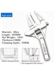 Adjustable Wrench Universal Monkey Wrench Multifunctional Plumbing Hand Tools Nut Sink Wrench Bathroom Pipe Large Open Spanner