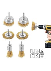 6pcs braided wire wheel cup brush set universal tool kit for electric drill rust removal stripping and abrasive