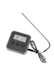 Electronic digital thermometer for BBQ, BBQ, meat, water, cooking oil, kitchen temperature alarm, cooking timer