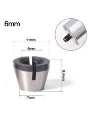 5pcs Collets Set 6.35mm 8mm 6mm Collet Chuck Drill Trimming Machine Electric Router Milling Cutter Accessories