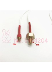 High Precision PT100 Temperature Sensor Class A RTD Probe M4 Brass Screw Thread 6mm 3-Core FEP Wire 750mm for Coffee Machine