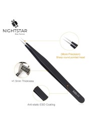 Anti-static Precision Tweezers Set Stainless Steel ESD Electronic Tweezers Repair Soldering Iron Tool for Eyelashes Beauty