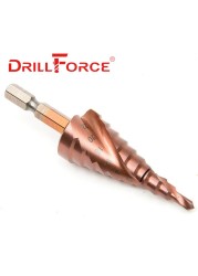 Drillforce M35 5% الكوبالت خطوة مثقاب الخشب HSSCO مخروط أداة معدنية ثقب القاطع 3-12/3-14/4-12/4-20/4-22/4-25/4-32/5-21/5-27/6-24 مللي متر