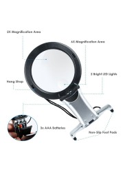 Hands Free LED Loupe Lighted Reading Magnifying Glass Neck Wear Quality Magnifying Glass for Elderly Sewing Cross Stitch Embroidery