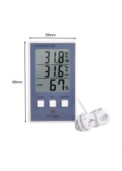 CX-201A Digital Thermometer Hygrometer Indoor Outdoor Temperature Hygrometer LCD Display Sensor Probe Weather Station