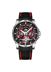 AILANG New 2022 Fashion Design Men's Watch Tourbillon Watch Waterproof Automatic Mechanical Watches Red Rubber Strap Watch for Men