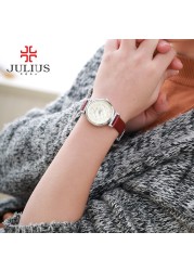 Julius Fashion Women's Japanese Quartz Watch With Check Board Leather Band Girls Birthday Gift Without Box