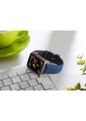 Fashion Denim Bands for Apple Watch Series 6 5 4 3 2 SE 40 44mm Strap for Iwatch 38 42mm Buckle Leather Watches