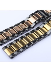 Universal Ceramic Watch Band, Luxury, Black, Rose Gold, for Men and Women, Never Fade, 18, 20, 22mm