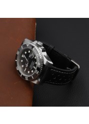 Handmade watch strap 18mm 19mm 20mm 22mm leather strap black brown blue breathable porous watches #C