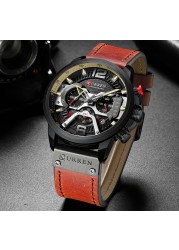 CURREN Men's Fashion Sport Watches Luxury Brand Military Style Leather Wrist Watch Chronograph Fashion