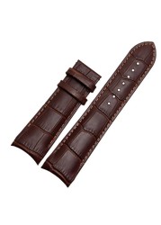 Handmade Genuine Leather Curved End Watchband for Tissot T035 Watch Band Strap Steel Buckle Wristband 22mm 23mm 24mm