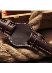 Genuine Leather Bracelet 18mm 20mm 21mm 22mm Watch Strap Man Watchband With Mat Wrist Band Handmade Leather Bracelet