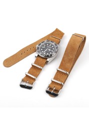 NATO Zulu Watch Strap Suede Leather Soft Watch Band Stainless Steel Square Buckle Wrist Replacement Strap18mm 20mm 22mm 24mm