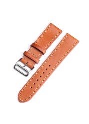 Handmade brown leather watch strap for men and women, 20 22 18mm, soft antique style, first layer