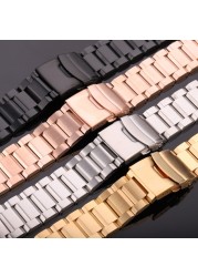 Stainless Steel Watch Band Strap Women Men Metal Watchband Link Bracelet 18mm 20mm 22mm 24mm Accessories Silver Rose Gold Black