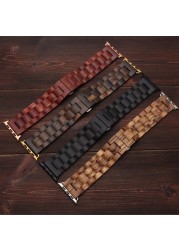 Wooden Strap for Apple Watch Band 44mm 40mm iWatch Band 42mm 38mm Metal Butterfly Clasp Bracelet Apple Watch Series 6 5 4 3 se