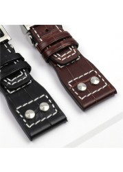 21mm 22mm Genuine Cowhide Leather Watchband with Stud for IWC Pilot PORTOFINO Portuguese Watch Strap Folding Buckle Accessories