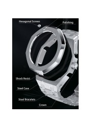 4th Generation GA2100 GA2110 Watches Octagonal Full Metal Strap with Adjusted Crown 316 Stainless Steel