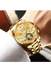 OUPINKE Automatic Men's Watches Mechanical Sapphire Glass Tourbillon Luxury Brand Wristwatch Waterproof relogio masculino 40