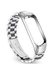 Strap For Xiaomi Mi Band 5 4 3 6 Metal Stainless Steel Bracelet Global Version Opaska Correa Mi Band 3 4 Miband 5 Mi Band 6 Wristband