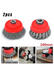 2pcs Wire Brushes Cup Brush Wheel Electric Drill 8500RPM Deburr Curly Remove Paints Rust Grinder Rotary Cleaner Polisher Tool