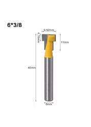 6mm 1/4 Inch Shank T-Slot Cutter Router Bit Set Master Hole Bit Hex Bolt T Slot Milling Wood Cutting Machine Woodworking Tool