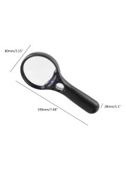 Handheld Magnifying Glass with Light 3X 45X LED Illuminated Lighted Magnifier 896B