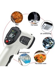 XRCLIF Non-Contact Digital Infrared Laser Thermometer Gun High Low Temperature Alarm -58℃~1112℃ Thermometer Thermometer