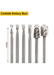 6pcs HSS Rotary Tool Multi Burr Router Router Bit Mill Cutter Attachment Drill Bits For Metal Milling Rotary Power Tools