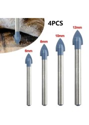 4/5pcs Glass Drill Bits Marble Porcelain Spear Head Ceramic Drill Bits Set Spade Drill Bit Saws 6/8/10/12mm