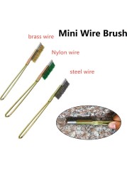 1pc Hard Copper Wire Nylon Brush Small Micro Brushes Rust Remover Paint Removal Metal Cleaning Polishing Burp Brush