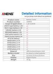 ANENG Digital Lithium Battery Capacity Diagnostic Tool Checker LCD Display Check AAA AA Button Battery Universal Tester Tool