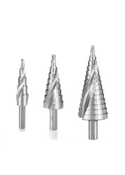 3pcs HSS Step Drill Bit 4-12/4-20/4-32mm Spiral Groove Wood Metal Hole Cutter Triangle Handle Step Drill Bit Tool High Quality