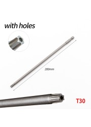 1pc 200mm long T8-T40 magnetic torx screwdriver bits set electric screwdriver head T8, T10, T15, T20, T25, T27, T30, T40