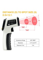 DZYTEK Non-Contact Digital Infrared Laser Thermometer Gun High Low Temperature Alarm -58℃~788℃ Thermometer