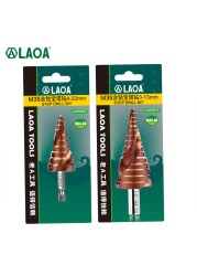 LAOA Pagoda Step Drill Bit 3-13mm 4-22mm 4-32mm HSS-CO M35 Hex Triangle Spiral Grooved Wood Metal Hole Cutter Drilling Tools Set