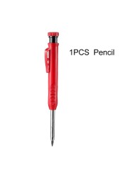 Solid Carpenter Pencil Set with 6 Threaded Refill, Built-in Sharpener, Deep Hole Mechanical Pencil Marker Marking Tool