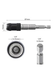 1/4" Pivoting Magnetic Screw Drill Bit Tip Holder Screwdriver Woodworking Tool Quick Change Locking Guide Bit Extension Rod