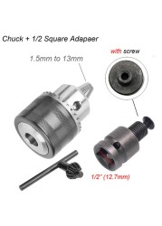 Mini Electric Drill Chuck 1.5-13mm Mount B10 Taper With Connector Motor Rod Hex Shank Shaft Wrench Power Tool