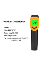 Digital infrared thermometer non-contact laser thermometer thermometer imaging hygrometer IR termometro LCD thermometer