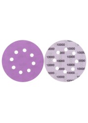 100PCS 5Inch 125mm Sandpaper 8 Hole Hook and Loop Sanding Discs Purple Sander Wet & Dry Sandpaper 60-10000 Grit Assortment