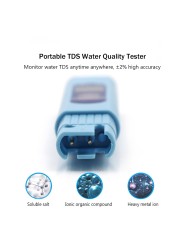 Digital TDS Water Quality Tester Accurate Water Quality Monitor Analyzer for Drinking Water Aquarium Swimming Pool Aquaculture
